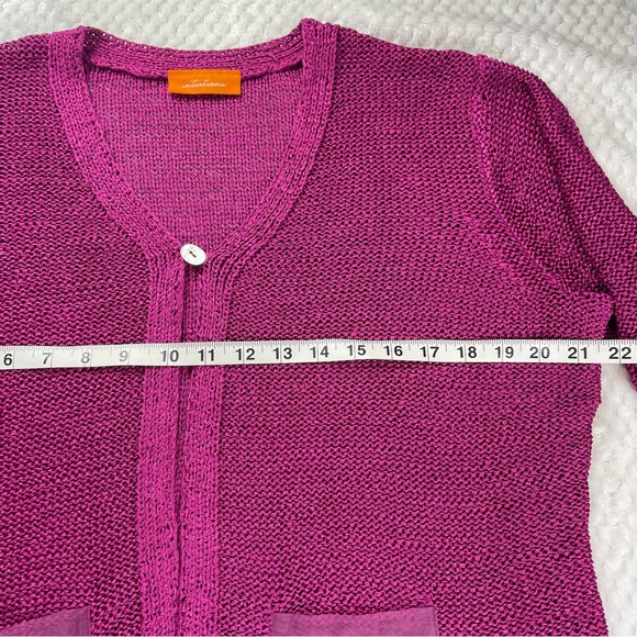 💖5/$25 Intuitions Purple Pearl Button Cardigan Front Sheer Pockets Size XL - Picture 12 of 12